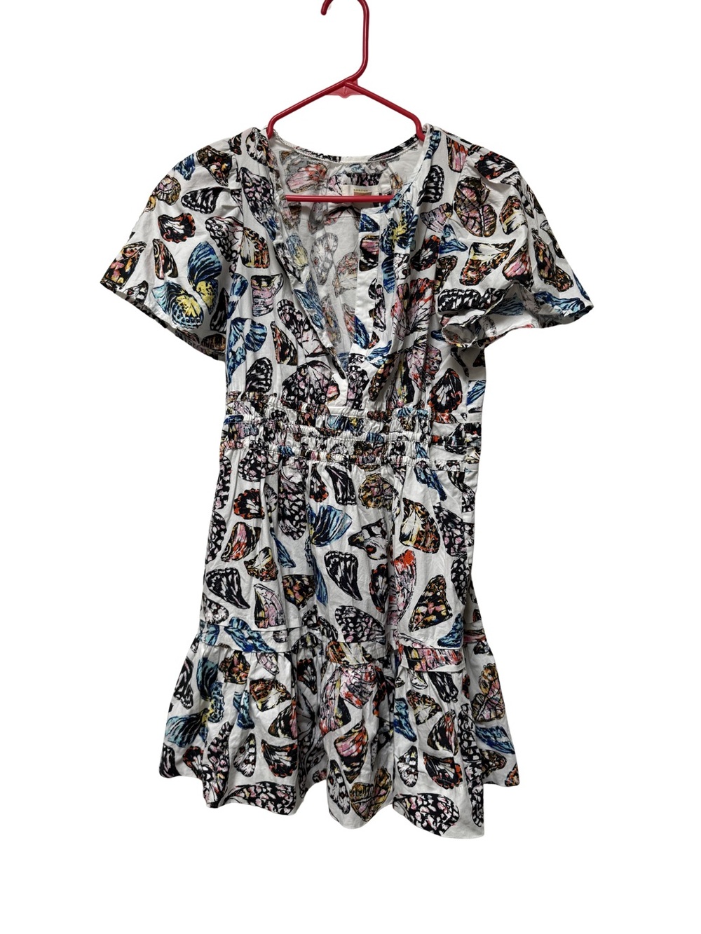 Anthropologie Summer Boho Party Butterfly Somerset Cotton Tiered V-Neck Dress SP